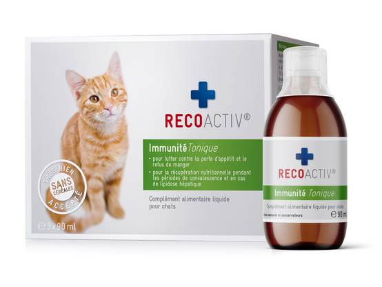 Immunité Tonique pour chats, 3x90ml stimule l'appétit, en cas de poids insuffisant, de carences, de troubles de l'alimentation - RECOACTIV® - Image 1