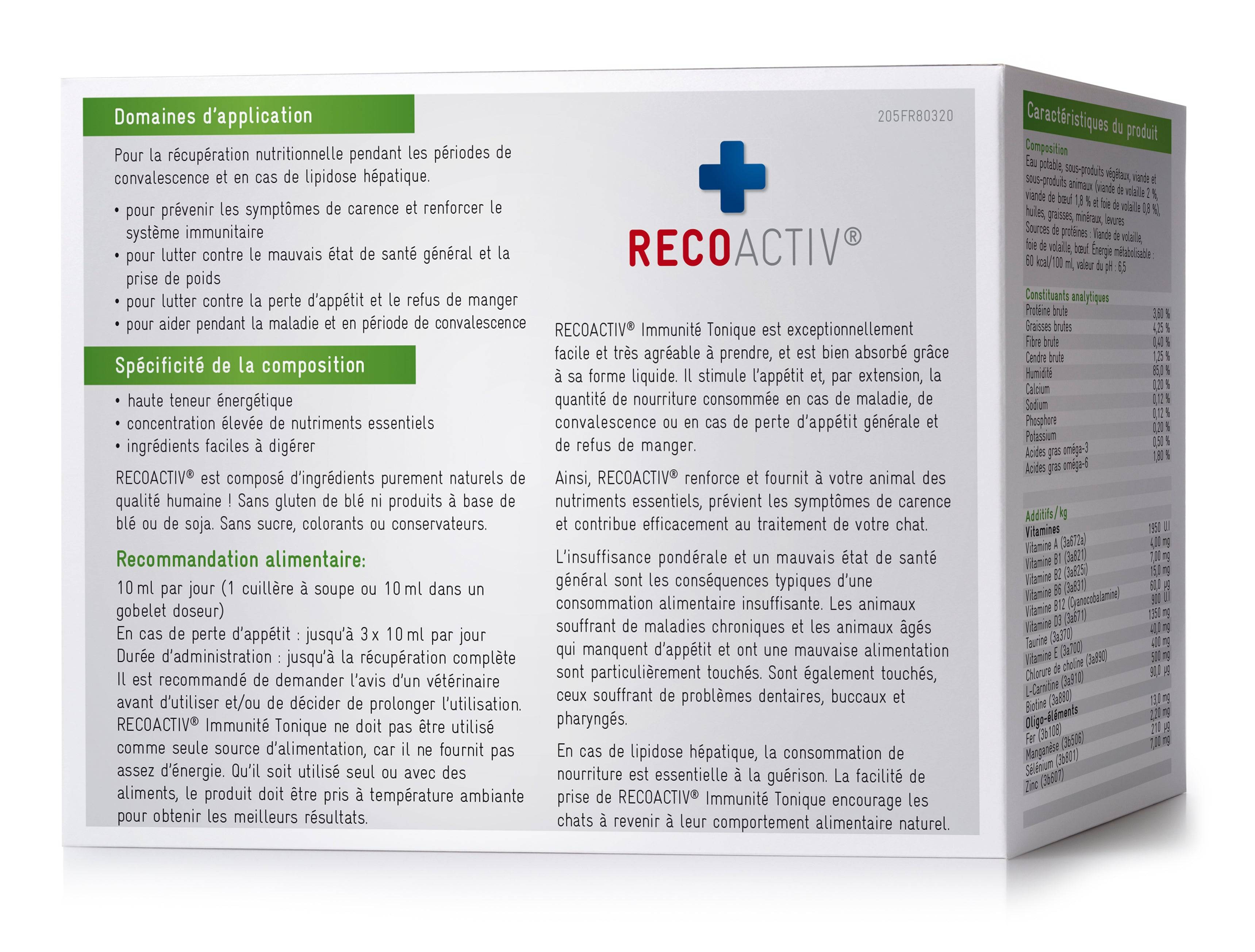 Immunité Tonique pour chats, 3x90ml stimule l'appétit, en cas de poids insuffisant, de carences, de troubles de l'alimentation - RECOACTIV® - Image 2