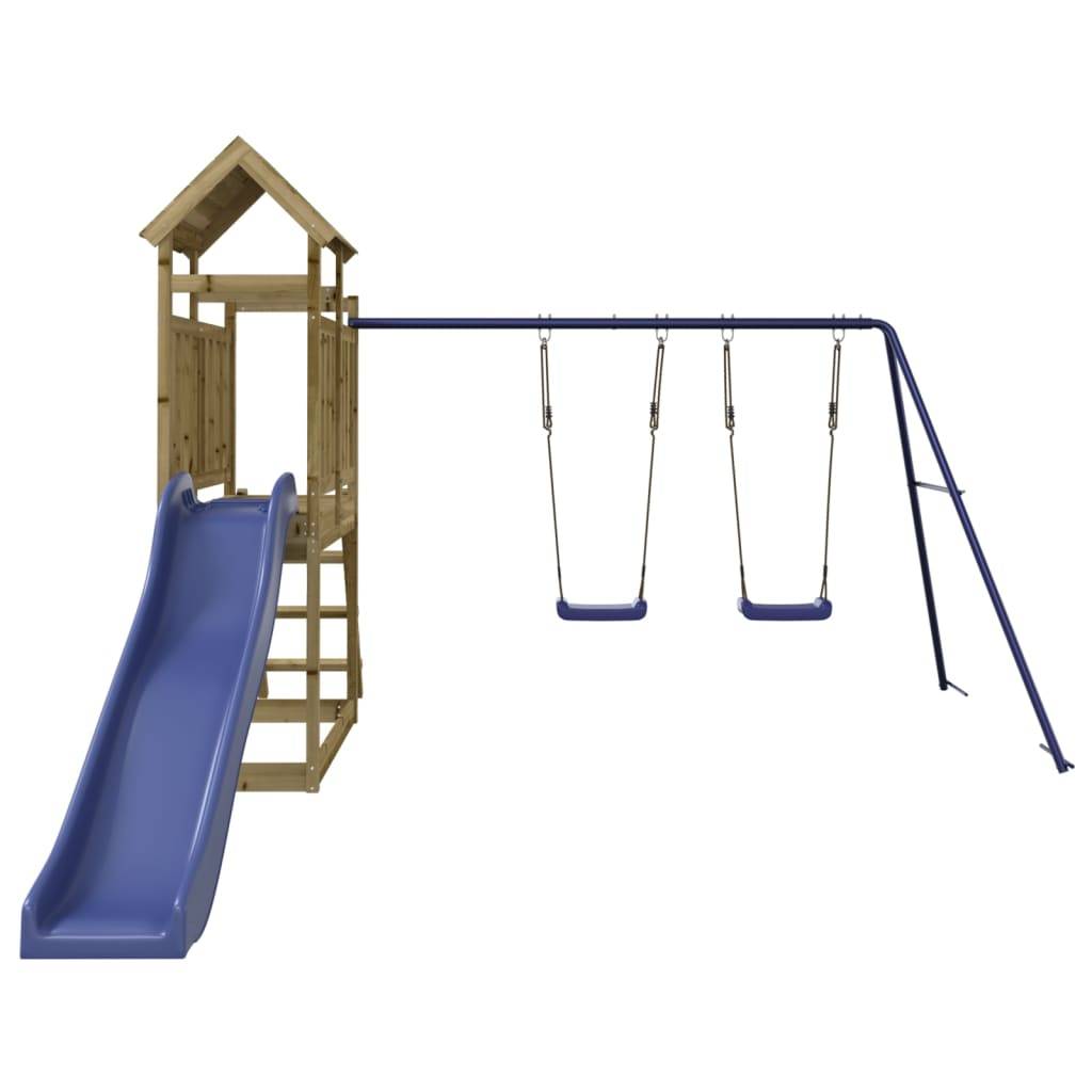 Helloshop26 - Aire de jeux d'extérieur balançoires toboggan portiques robuste jeux jardin 313 x 379 x 214 cm bois de pin imprégné - Imagen 3