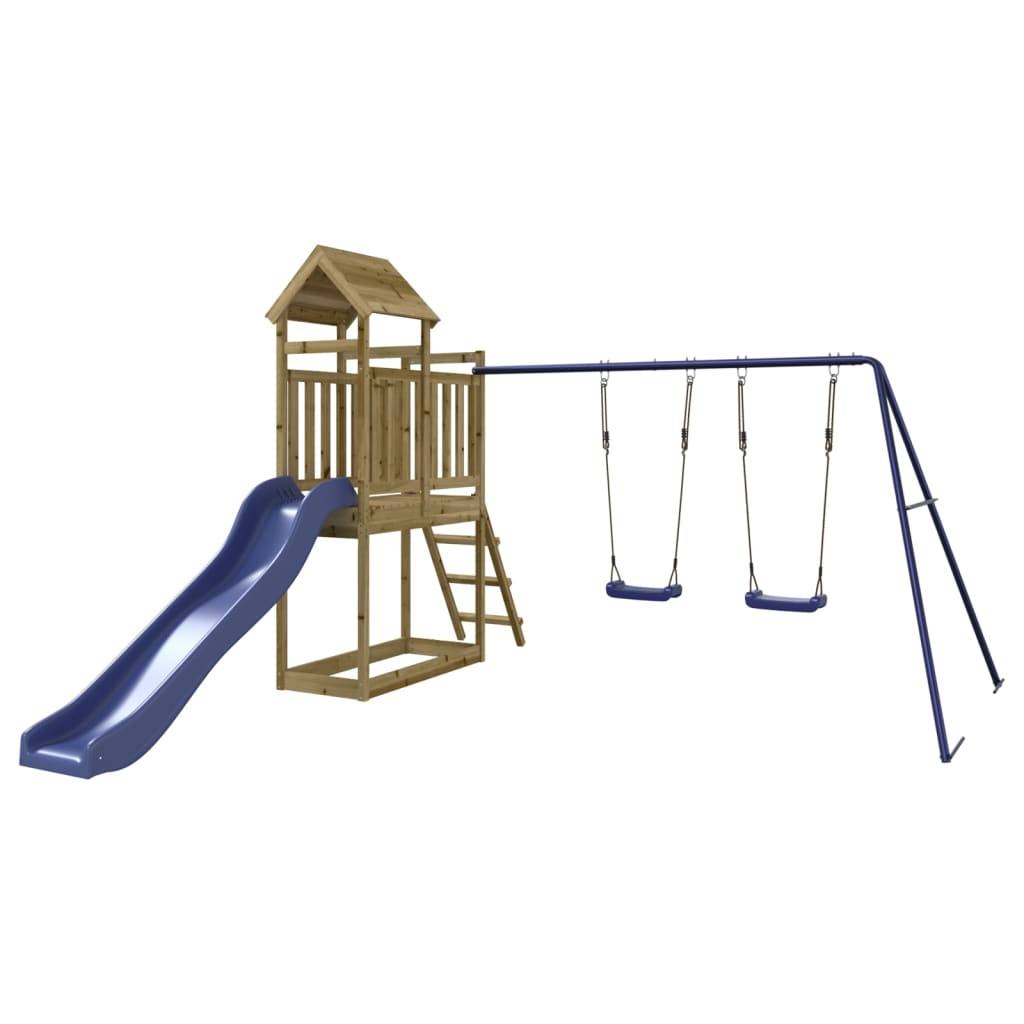 Helloshop26 - Aire de jeux d'extérieur balançoires toboggan portiques robuste jeux jardin 313 x 379 x 214 cm bois de pin imprégné - Imagen 2
