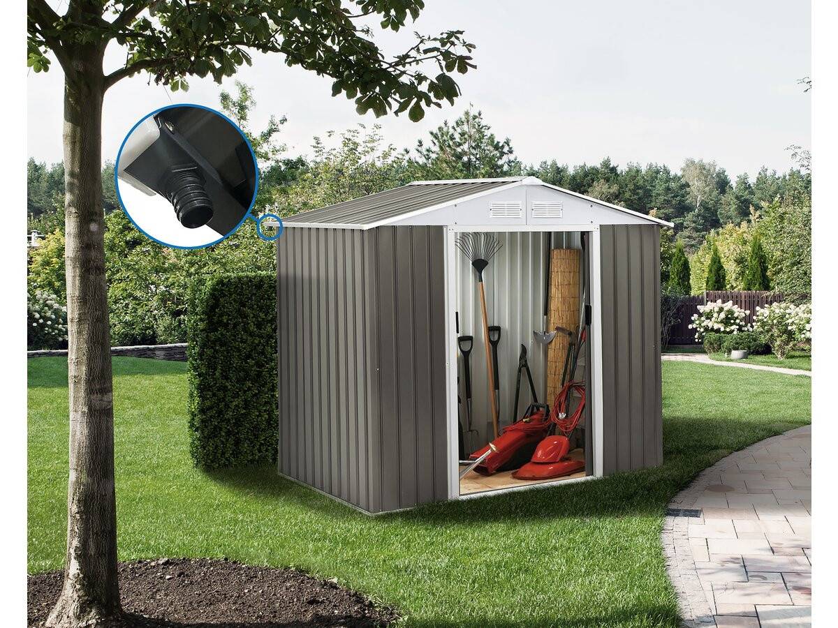 Habitat Et Jardin - Abri Jardin Métal "dallas"  - 5,29 M² Avec Gouttière - Taupe -habitat Et Jardin - Imagen 2