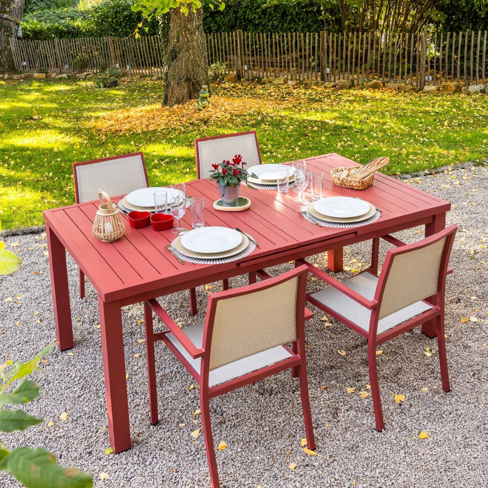 Fauteuil empilable à accoudoir - JARDILINE - Aluminium/Métal - Terracotta - Imagen 5