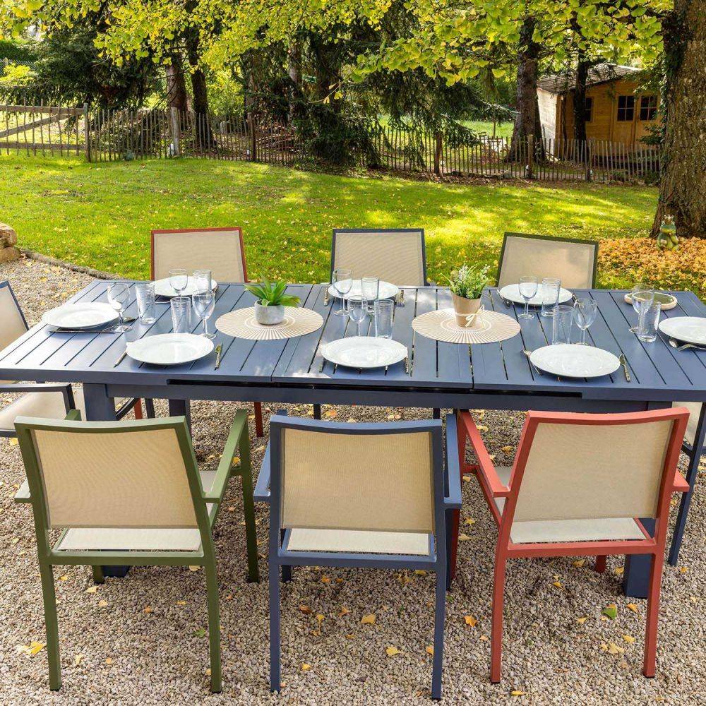 Fauteuil empilable à accoudoir - JARDILINE - Aluminium/Métal - Terracotta - Imagen 4