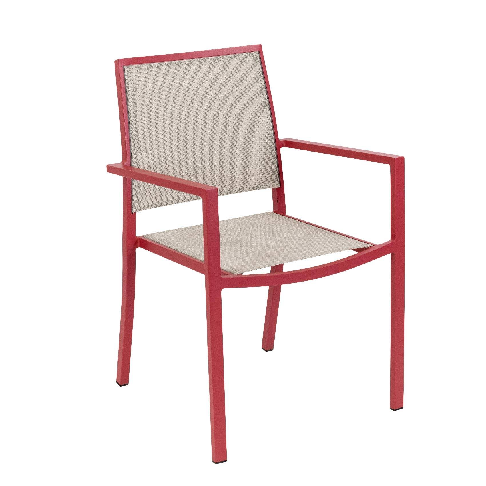 Fauteuil empilable à accoudoir - JARDILINE - Aluminium/Métal - Terracotta - Imagen 1