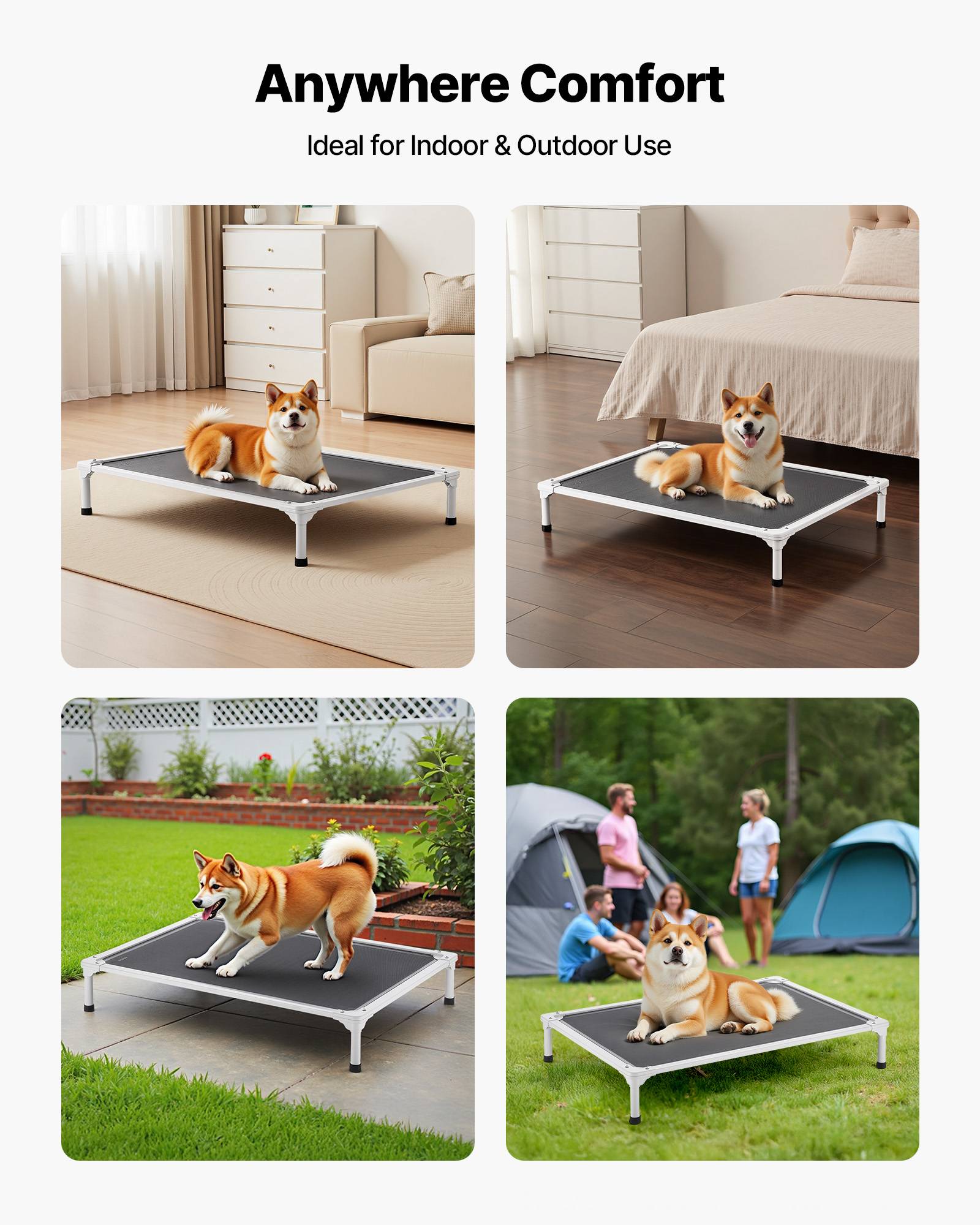 Vevor - VEVOR Lit surélevé chien/chat L, cadre aluminium, maille respirante, portable, intérieur/extérieur, gris. - Image 6