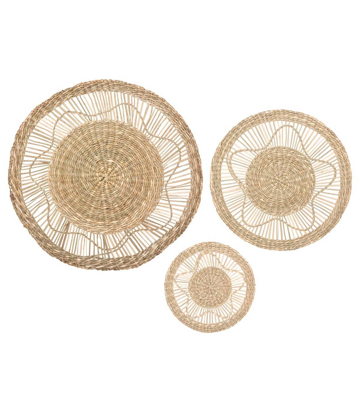 Set de 3 Décorations murales en Seagrass D 38 - 28 et 18 cm - Image 1