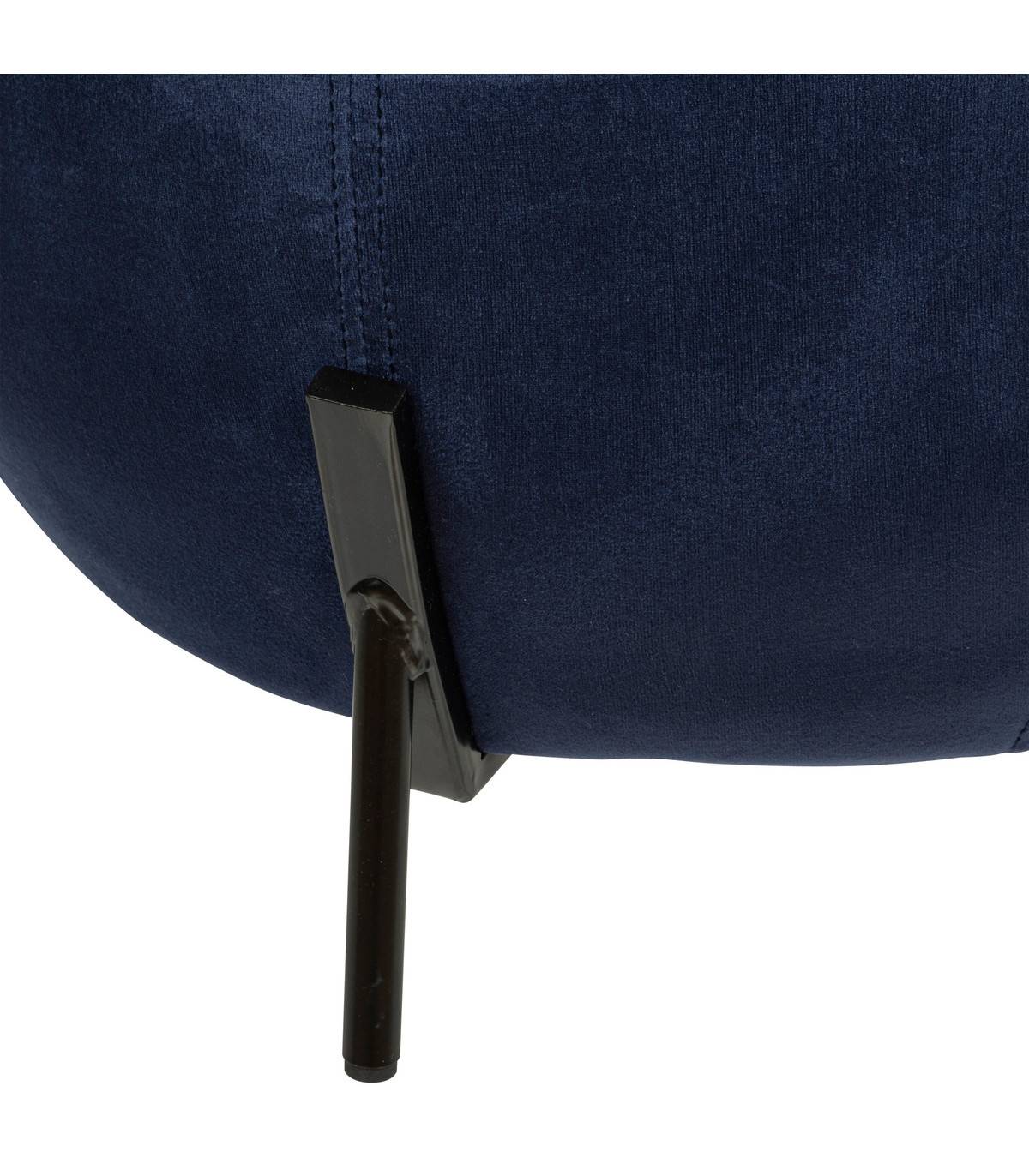 Pouf en Velours Bleu et Pieds en Métal D 44 x H 35 cm - Imagen 2