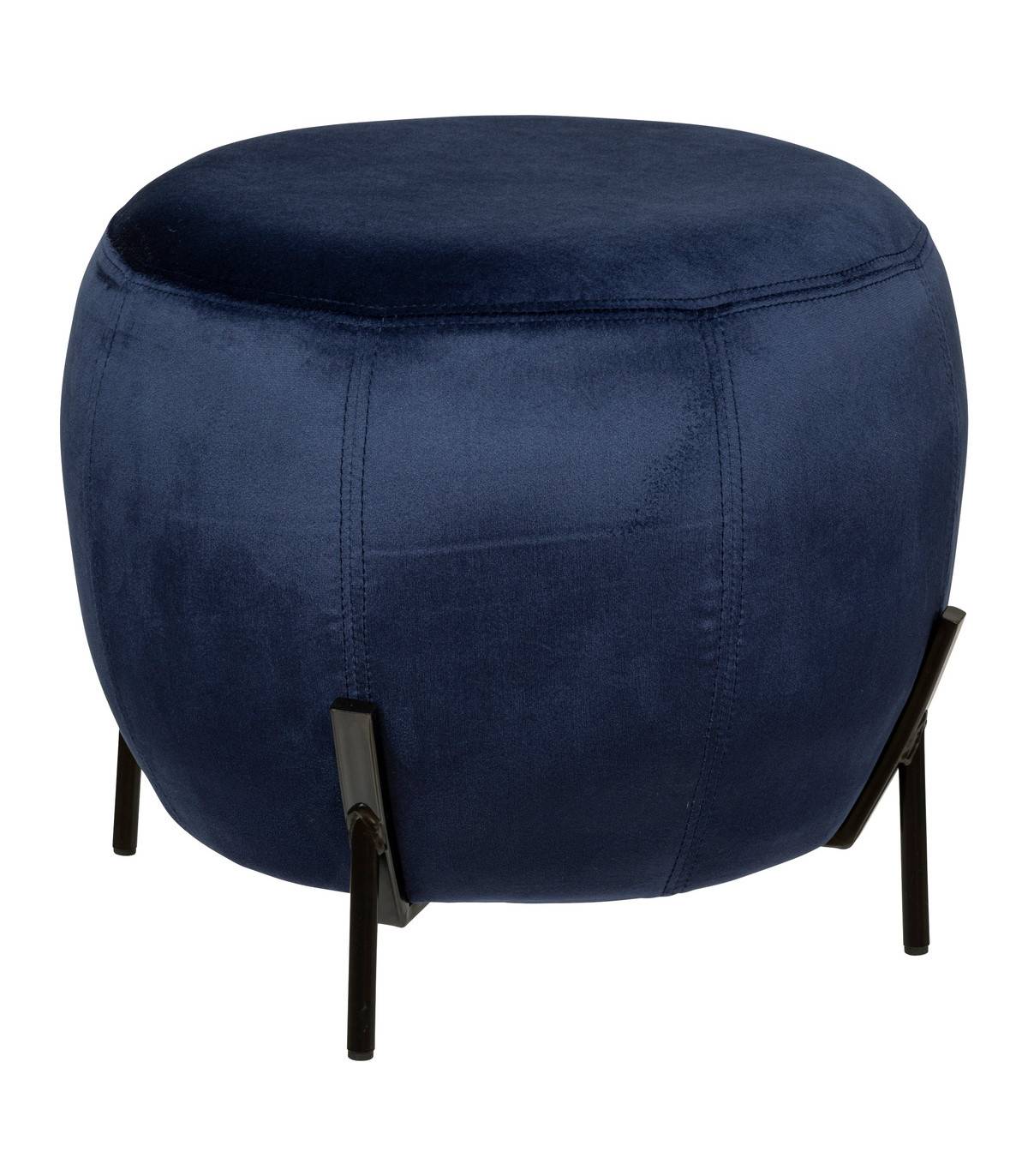 Pouf en Velours Bleu et Pieds en Métal D 44 x H 35 cm - Imagen 1