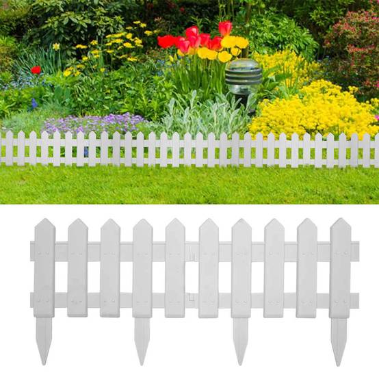 Bordure pelouse classique plastique PP décoration massifs séparation espaces 10m blanc - ComfortXL Outdoor Living - Image 1