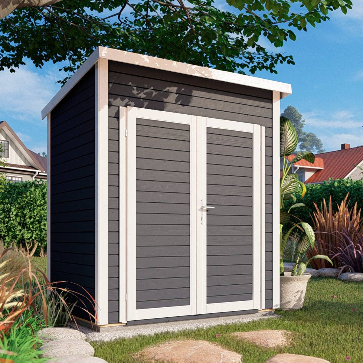 Abri de jardin en bois anthracite Bertilo 2,16 m² - Bertilo - Imagen 2