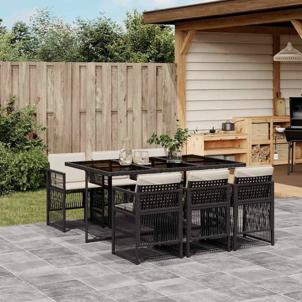 Vidaxl - Ensemble à manger de jardin coussins 7pcs Noir Résine tressée vidaXL 3210906 - Image 1