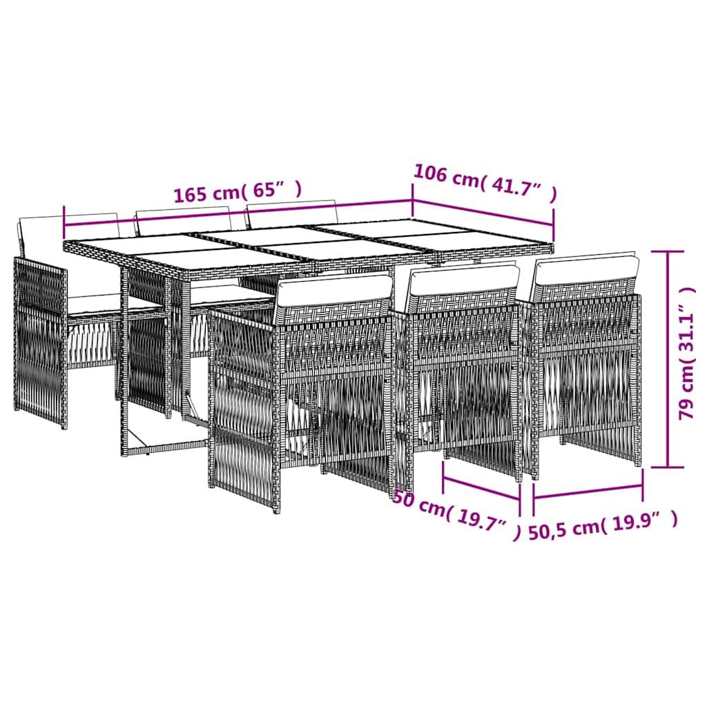 Vidaxl - Ensemble à manger de jardin coussins 7pcs Noir Résine tressée vidaXL 3210906 - Image 3