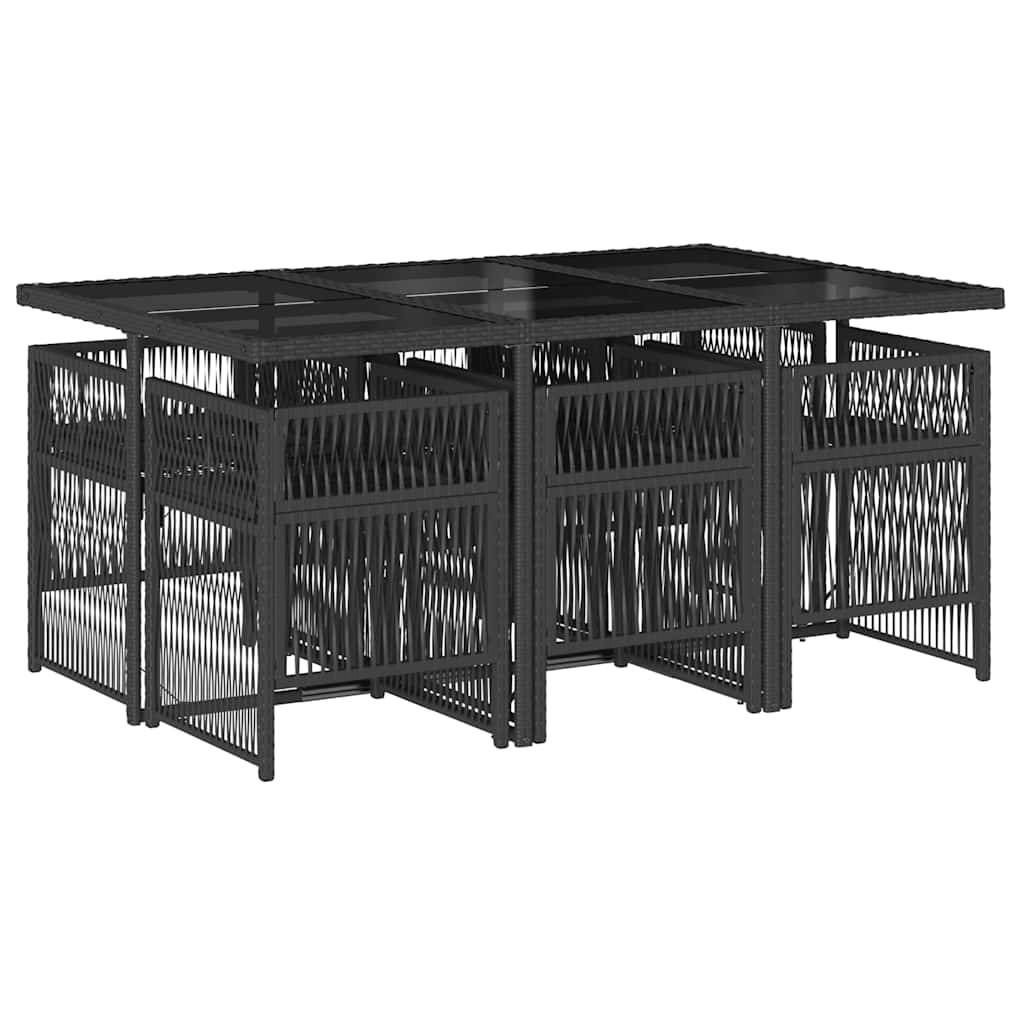 Vidaxl - Ensemble à manger de jardin coussins 7pcs Noir Résine tressée vidaXL 3210906 - Image 6