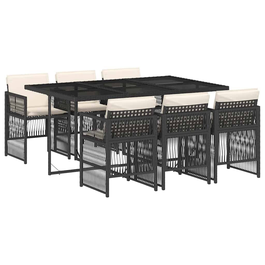 Vidaxl - Ensemble à manger de jardin coussins 7pcs Noir Résine tressée vidaXL 3210906 - Image 2