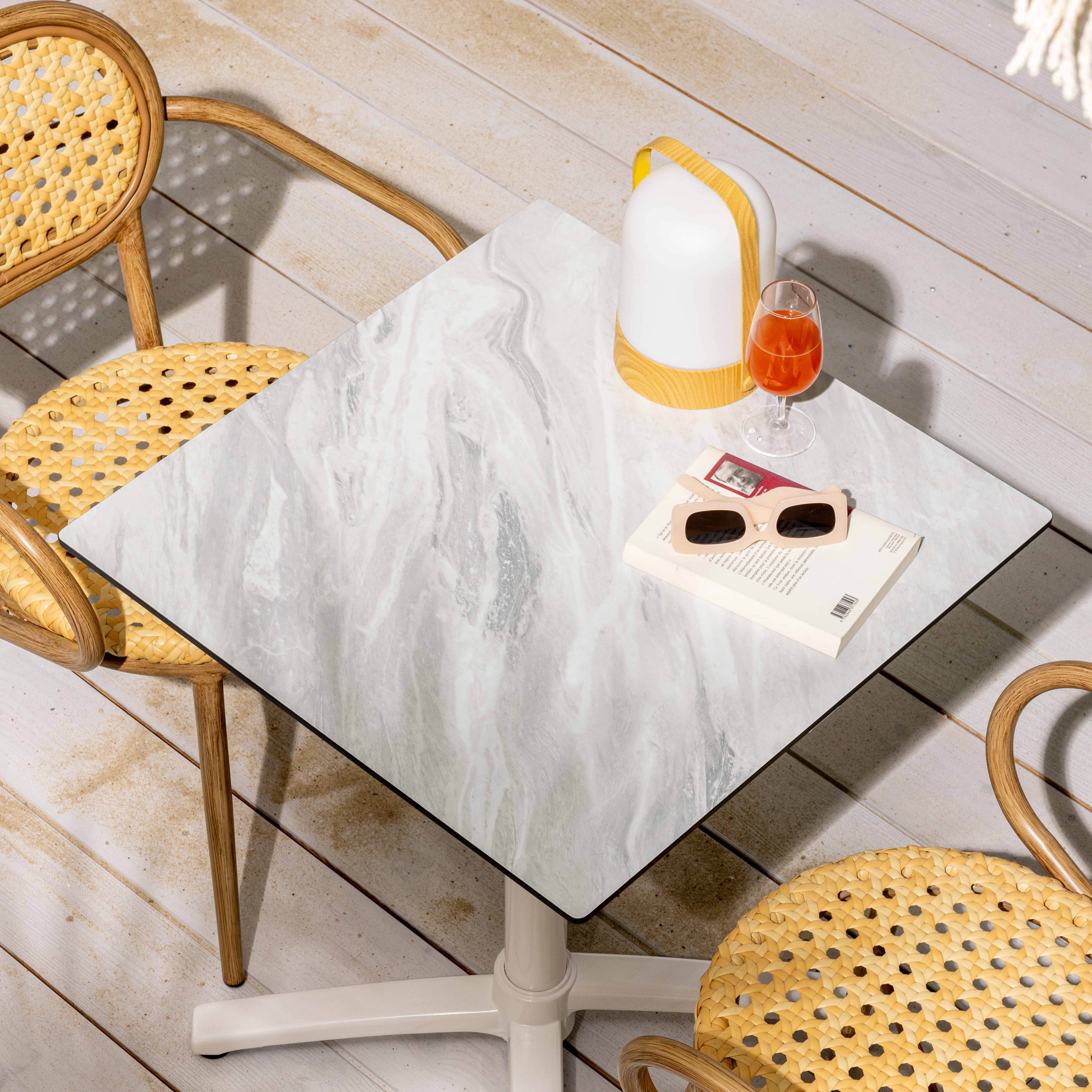 Oviala - Table de terrasse 60 x 60 cm inclinable stratifié marbre Opéra - Oviala - Imagen 3