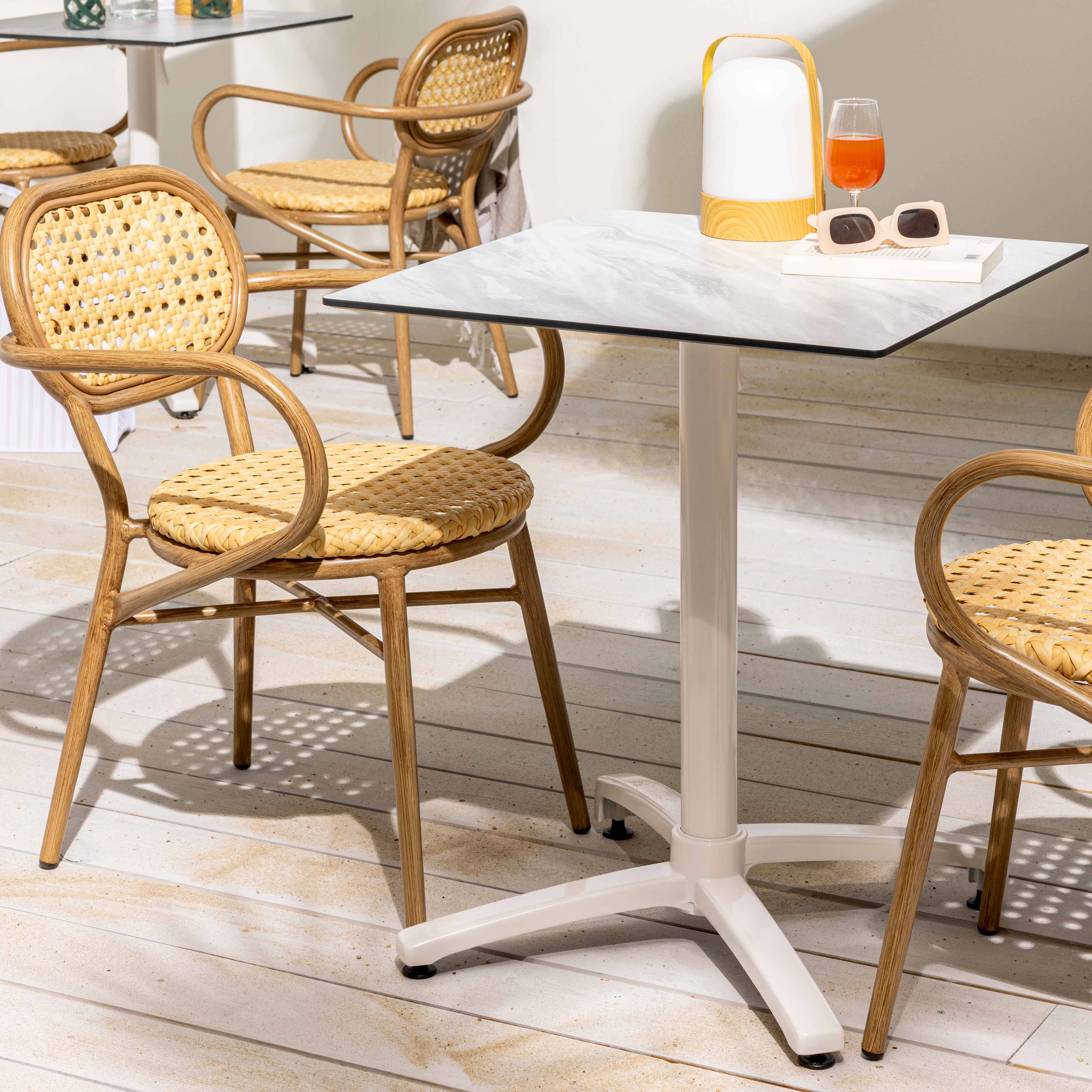 Oviala - Table de terrasse 60 x 60 cm inclinable stratifié marbre Opéra - Oviala - Imagen 4