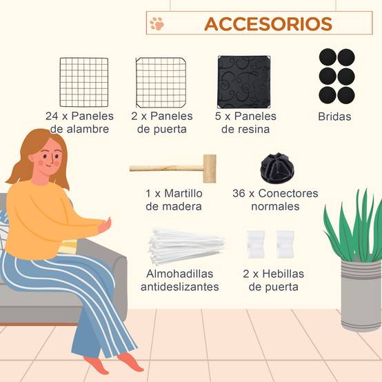 Parc Modulable Acier Résine Pour Lapins Cobayes 2 Niveaux 105x105x70cm Noir - ComfortXL Outdoor Living - Image 8