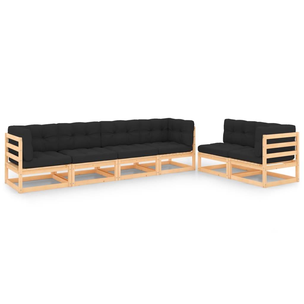Helloshop26 - Salon de jardin meuble d'extérieur ensemble de mobilier 6 pièces avec coussins bois de pin massif - Imagen 1