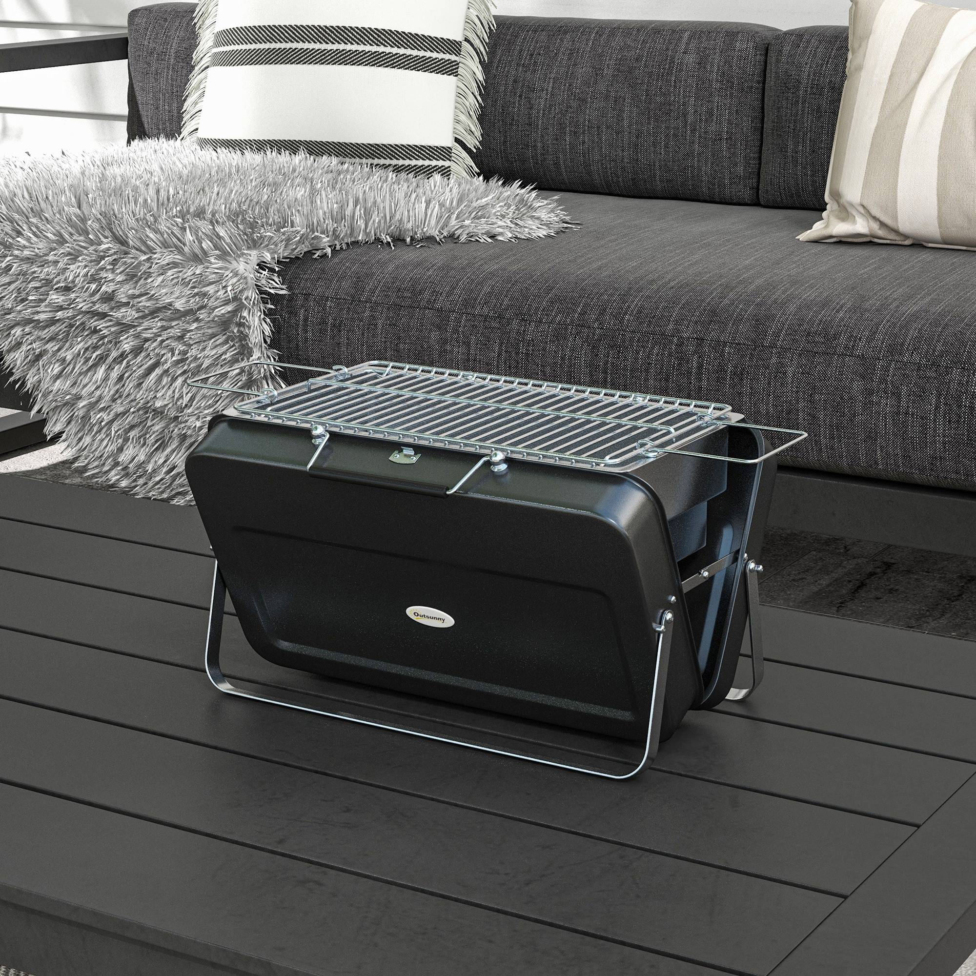 Barbecue de table pliable acier noir 47 x 30 x 28 cm - PANGIVO - Image 4