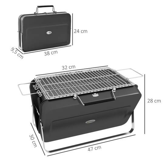 Barbecue de table pliable acier noir 47 x 30 x 28 cm - PANGIVO - Image 5