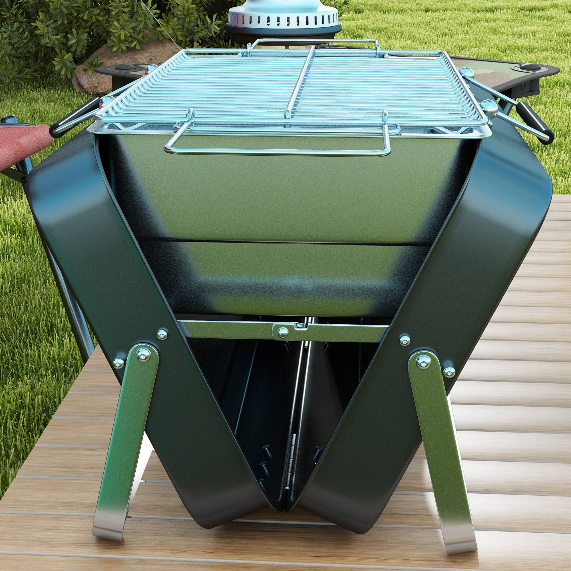 Barbecue de table pliable acier noir 47 x 30 x 28 cm - PANGIVO - Image 9