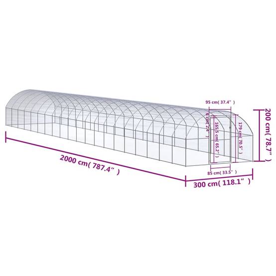 Poulailler extérieur Acier galvanisé Volière grillagée jardin 3x20x2 m – ComfortXL Outdoor Living - Image 7