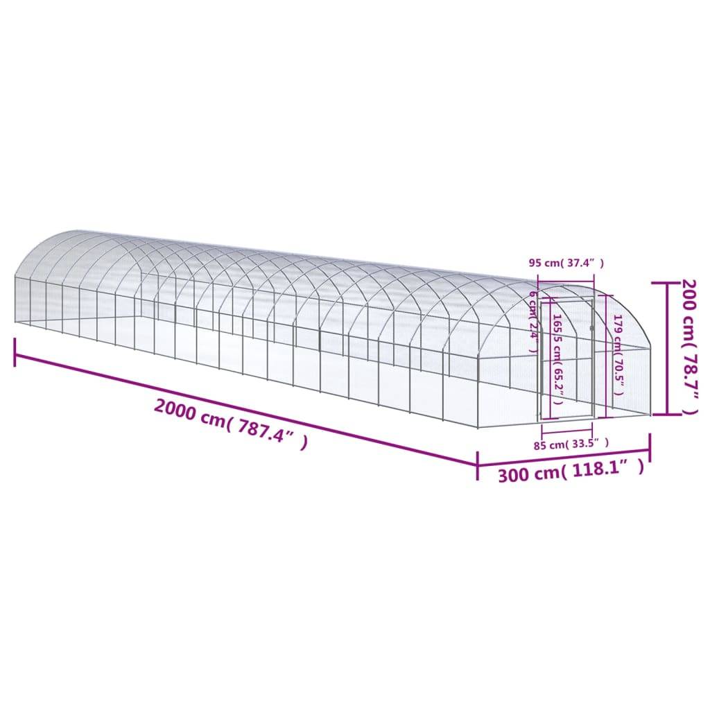 Poulailler extérieur Acier galvanisé Volière grillagée jardin 3x20x2 m – ComfortXL Outdoor Living - Image 7