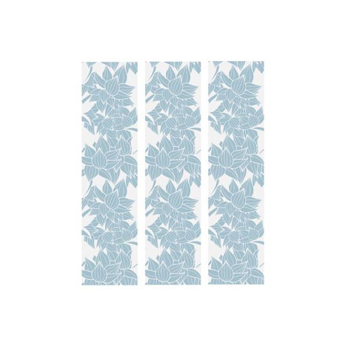 Lot de 3 Stickers de Tiroirs "Fleurs" 22x80cm Bleu - Image 1