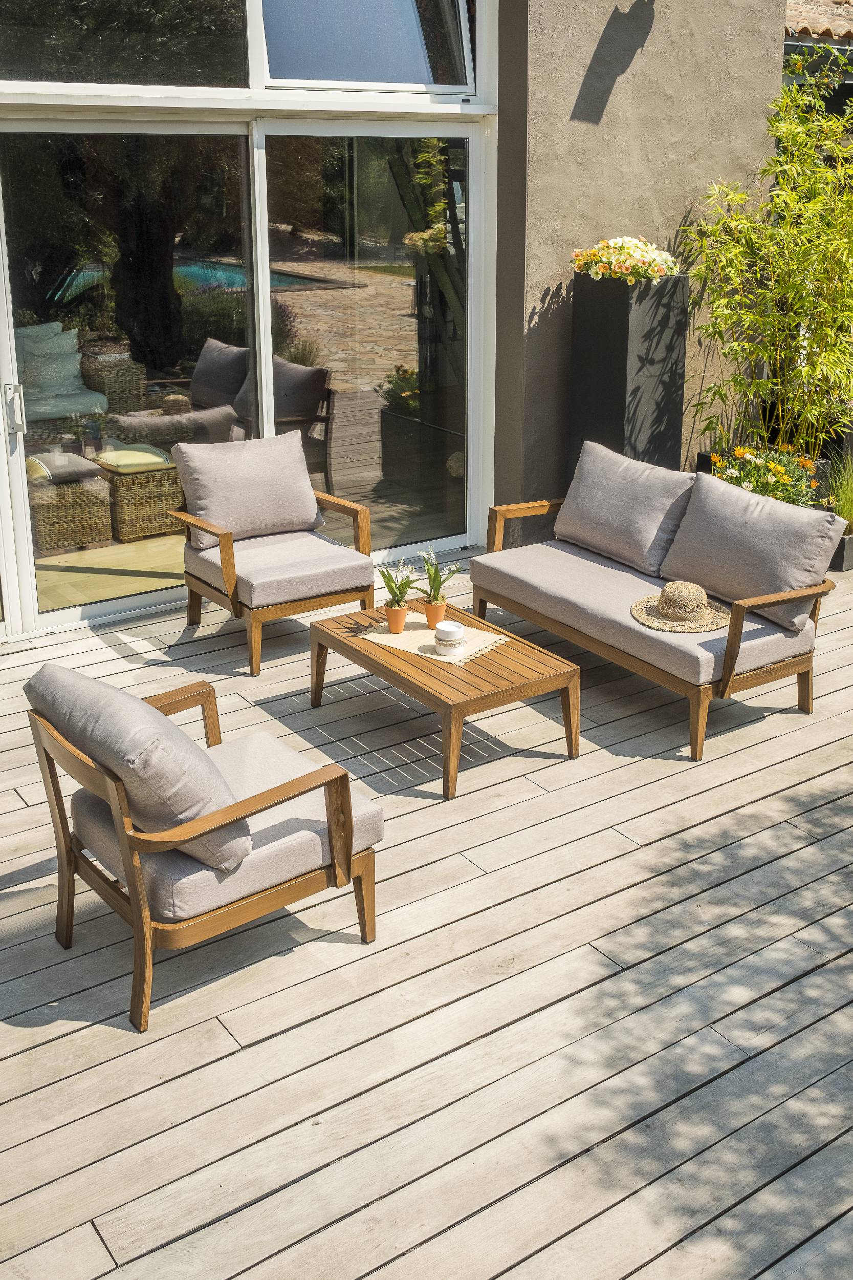 Dcb Garden - Salon de jardin 4 places en aluminium - Marron - PORTOFINO - Image 2