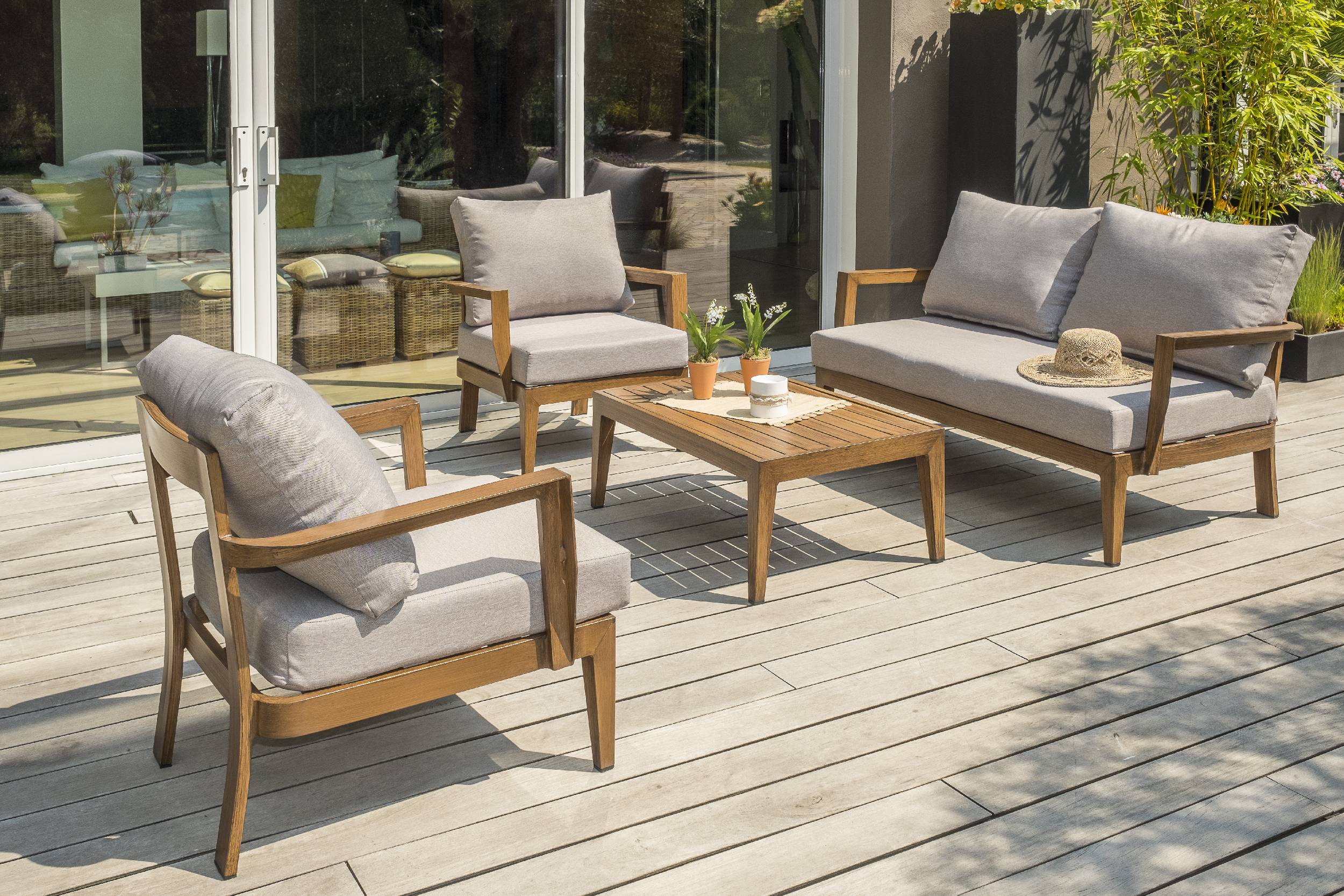 Dcb Garden - Salon de jardin 4 places en aluminium - Marron - PORTOFINO - Image 1