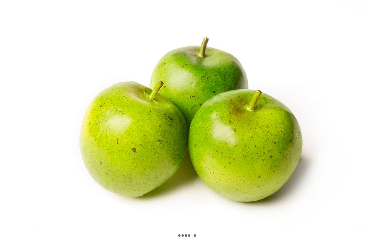Artificielles - Pomme artificielle Verte en lot de 3 en Plastique soufflé D 80 mm - Imagen 2