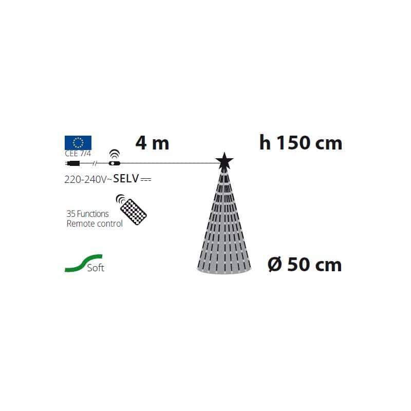 Lotti - Sapin lumineux conique animé H150cm 234 PixelLED blanc chaud et froid haute luminosité avec télécommande Lotti - Imagen 5