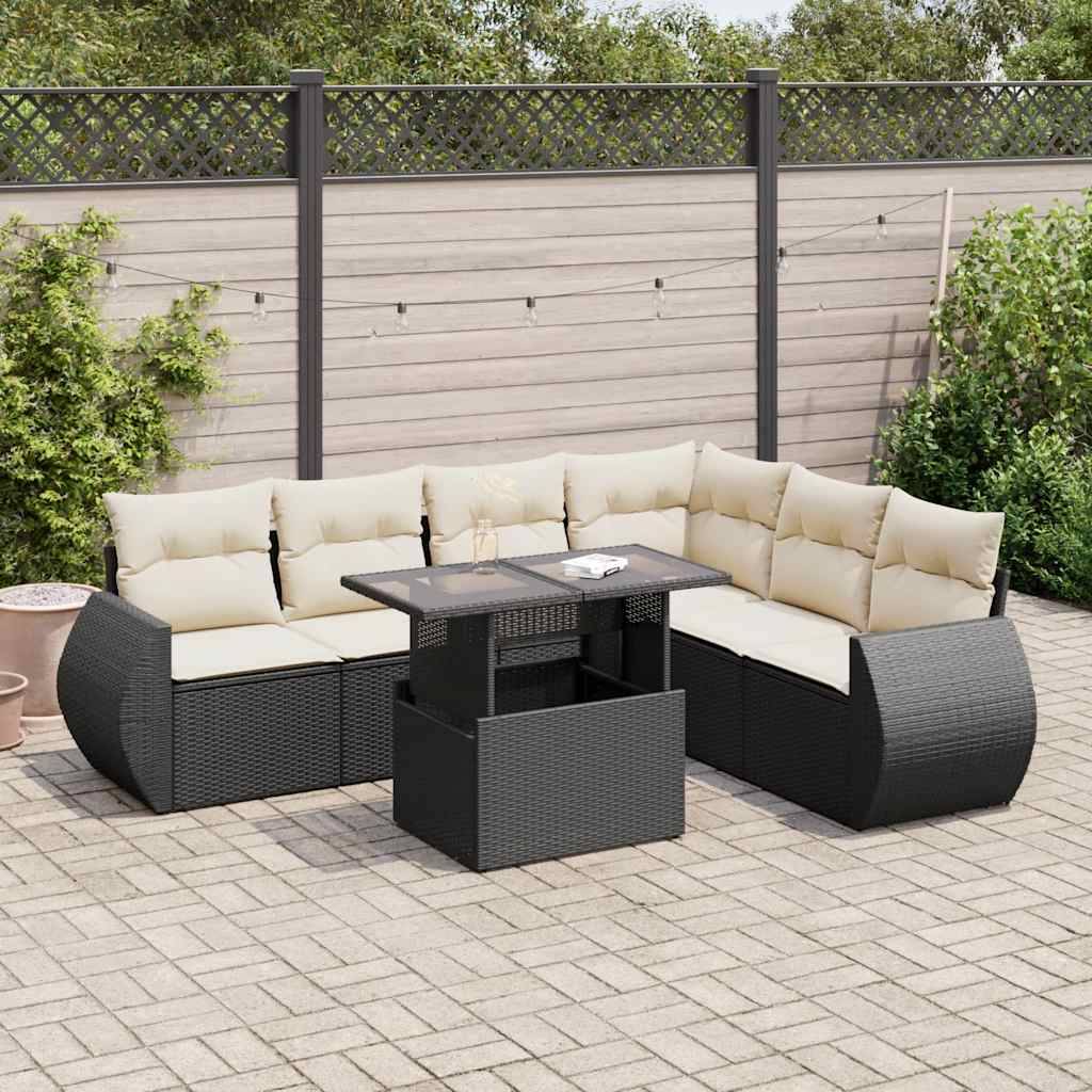 ComfortXL - Salon de jardin 6 places résine tressée avec coffres et table relevable Noir – ComfortXL Outdoor Living - Image 1