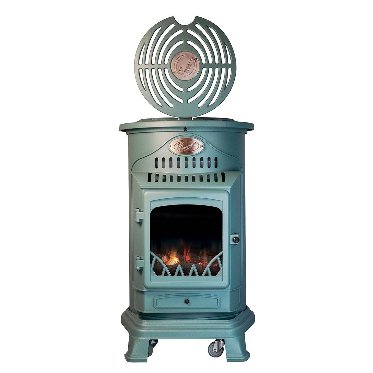 Universal - Poêle à gaz Fonte véritable 3.4KW VERT Chauffage à gaz Effet feu de bois Provence Sahara - Imagen 5