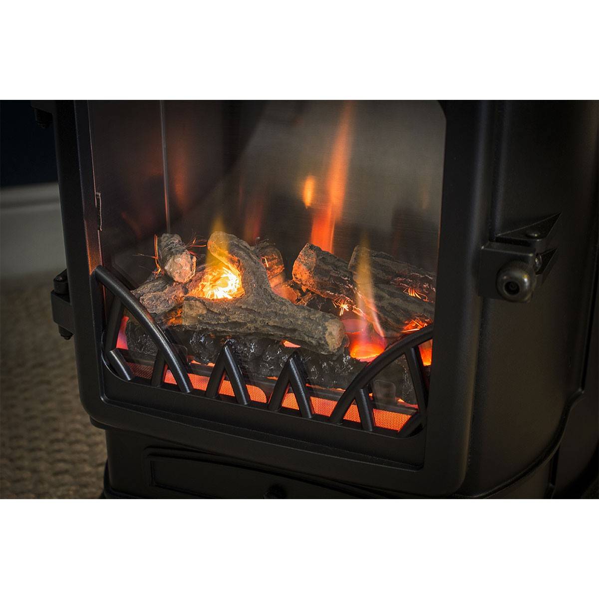Universal - Poêle à gaz Fonte véritable 3.4KW VERT Chauffage à gaz Effet feu de bois Provence Sahara - Imagen 8