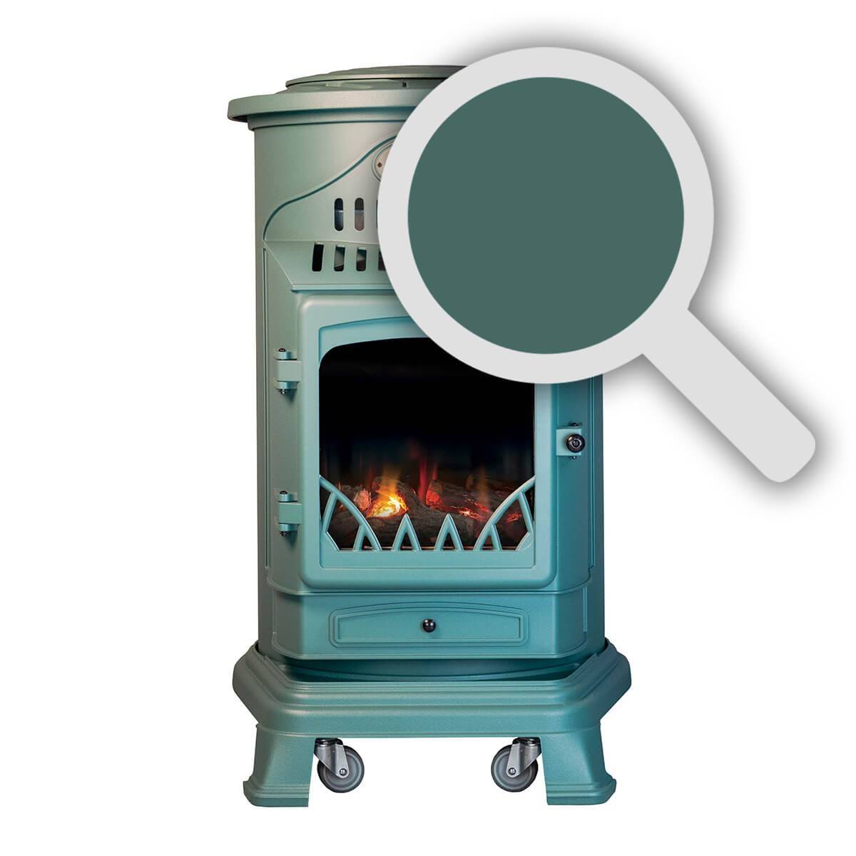 Universal - Poêle à gaz Fonte véritable 3.4KW VERT Chauffage à gaz Effet feu de bois Provence Sahara - Imagen 3