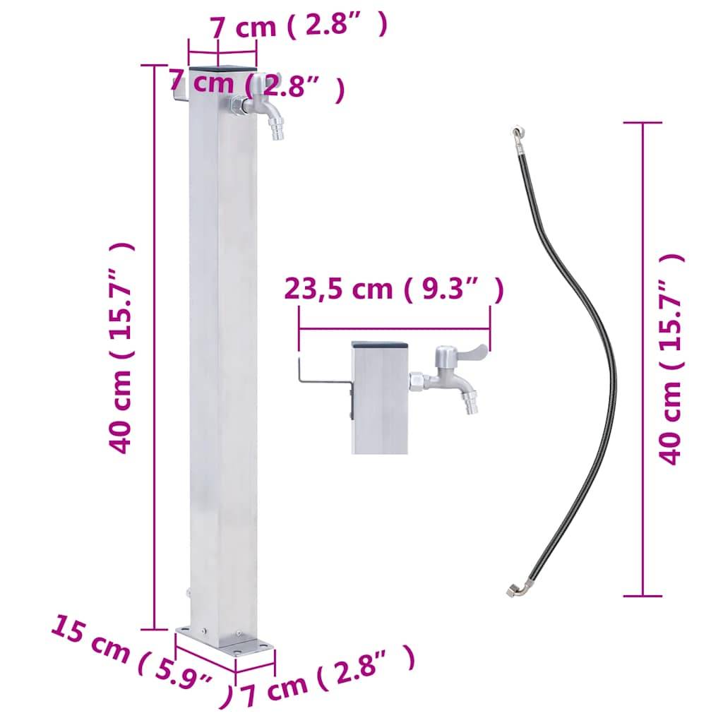 PANGIVO - Colonne à eau acier inoxydable argenté 23.5 x 7 x 40 cm, poids:1.4kg - PANGIVO - Image 7