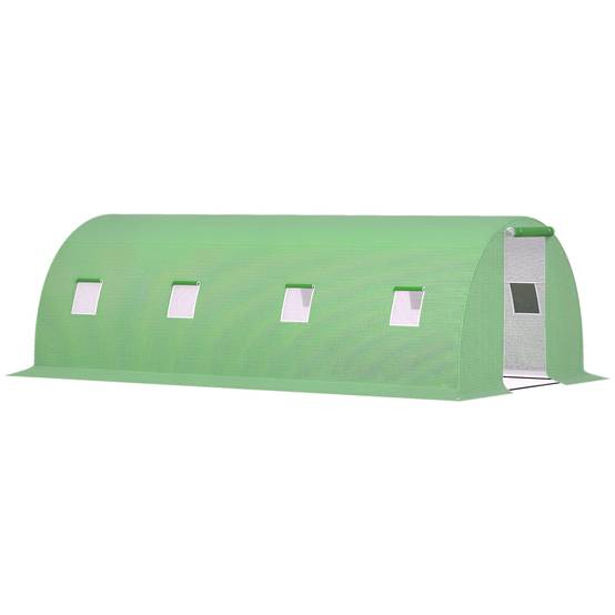 Serre de Jardin Tunnel 18 m², 600 x 300 x 200 cm, Structure en Acier Galvanisé, Bâche PE Haute Densité, 8 Fenêtres et Porte Zippée Enroulable - Image 1