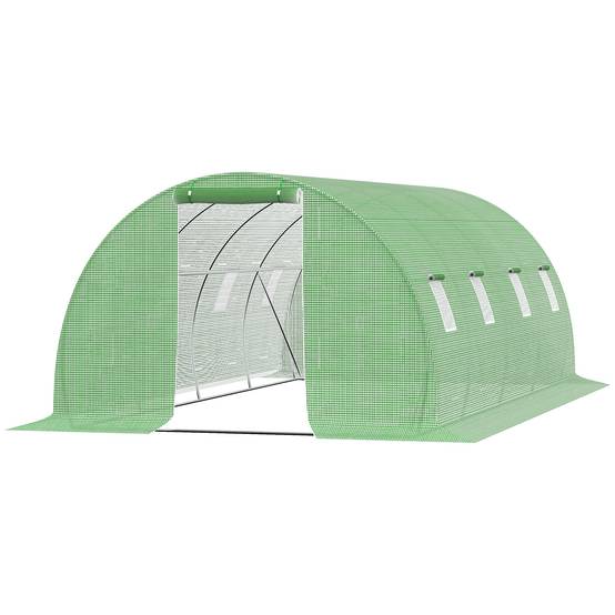 Serre de Jardin Tunnel 18 m², 600 x 300 x 200 cm, Structure en Acier Galvanisé, Bâche PE Haute Densité, 8 Fenêtres et Porte Zippée Enroulable - Image 2