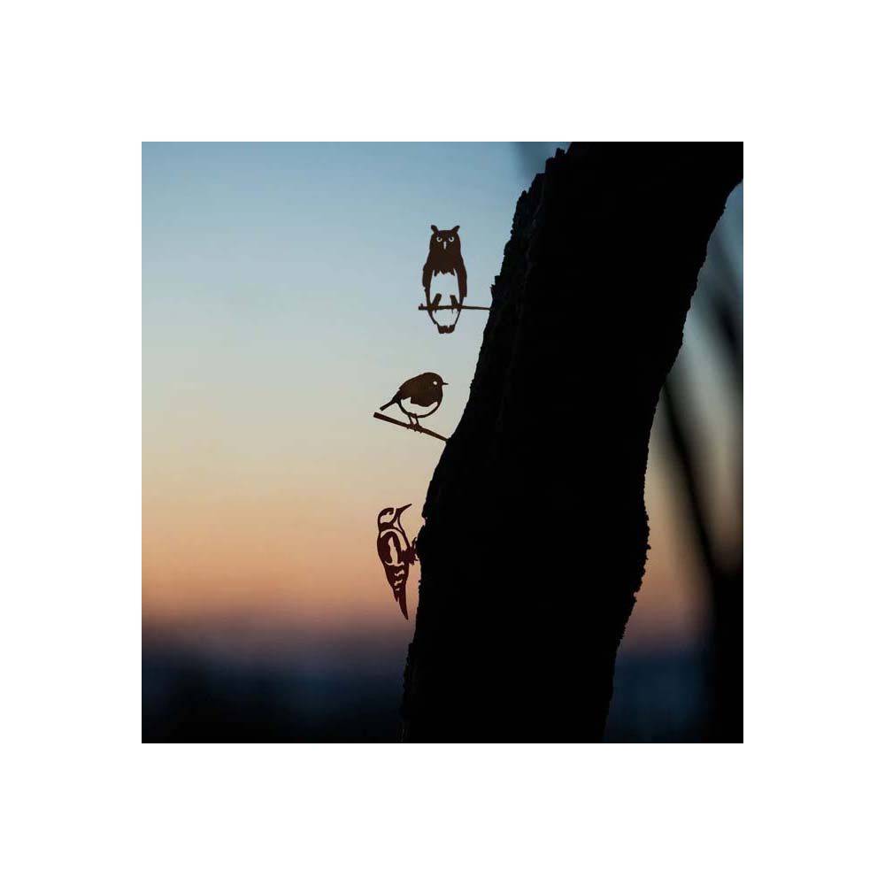 Metalbird - Oiseaux à planter taille mini en acier corten (Lot de 3) - Imagen 2