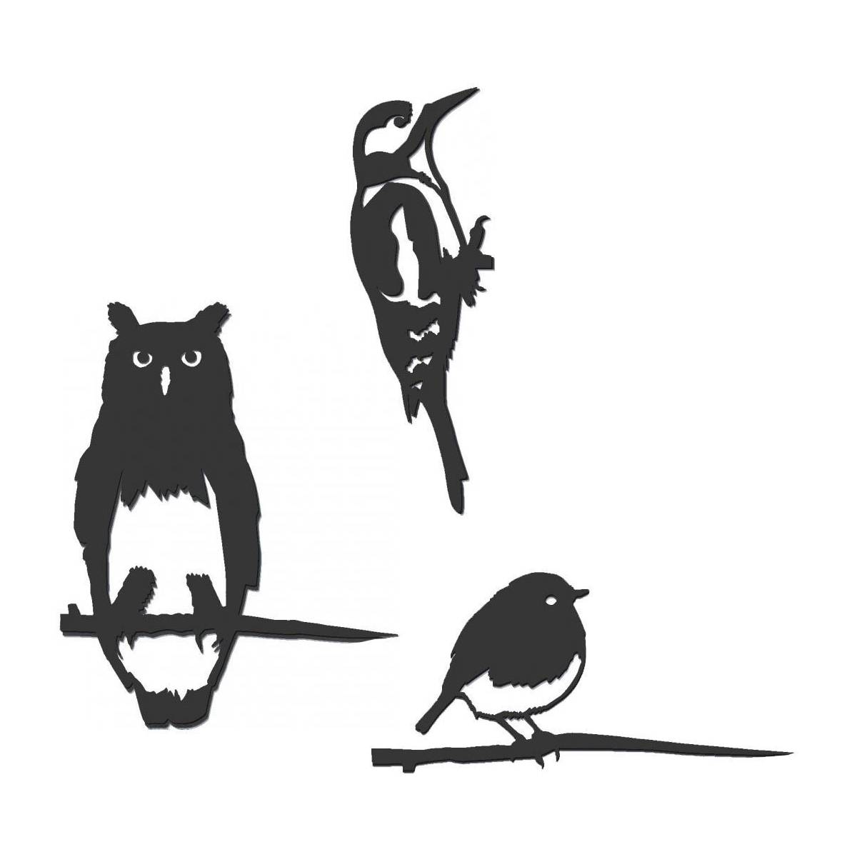 Metalbird - Oiseaux à planter taille mini en acier corten (Lot de 3) - Imagen 1