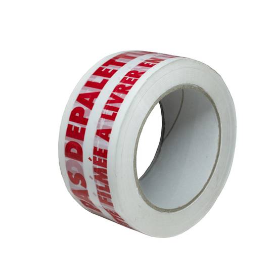 Ruban adhésif d'emballage 28µ blanc imprimé "NE PAS DEPALETTISER" en rouge - rouleau adhésif d'expédition 50 mm x 100 m TECPLAST - Imagen 1