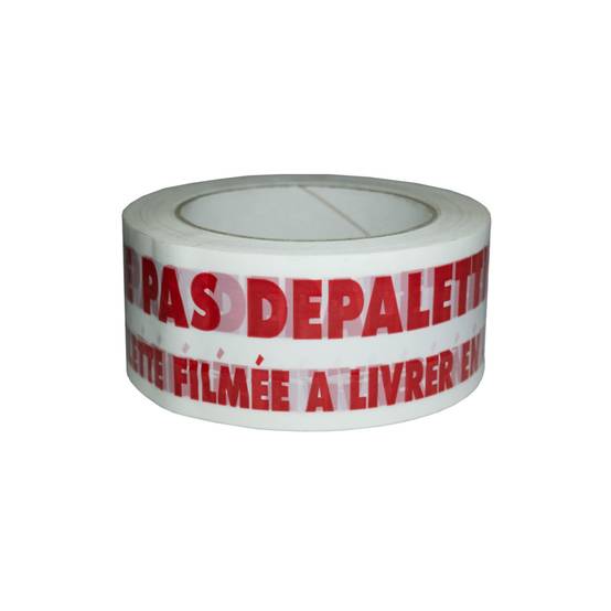 Ruban adhésif d'emballage 28µ blanc imprimé "NE PAS DEPALETTISER" en rouge - rouleau adhésif d'expédition 50 mm x 100 m TECPLAST - Imagen 2