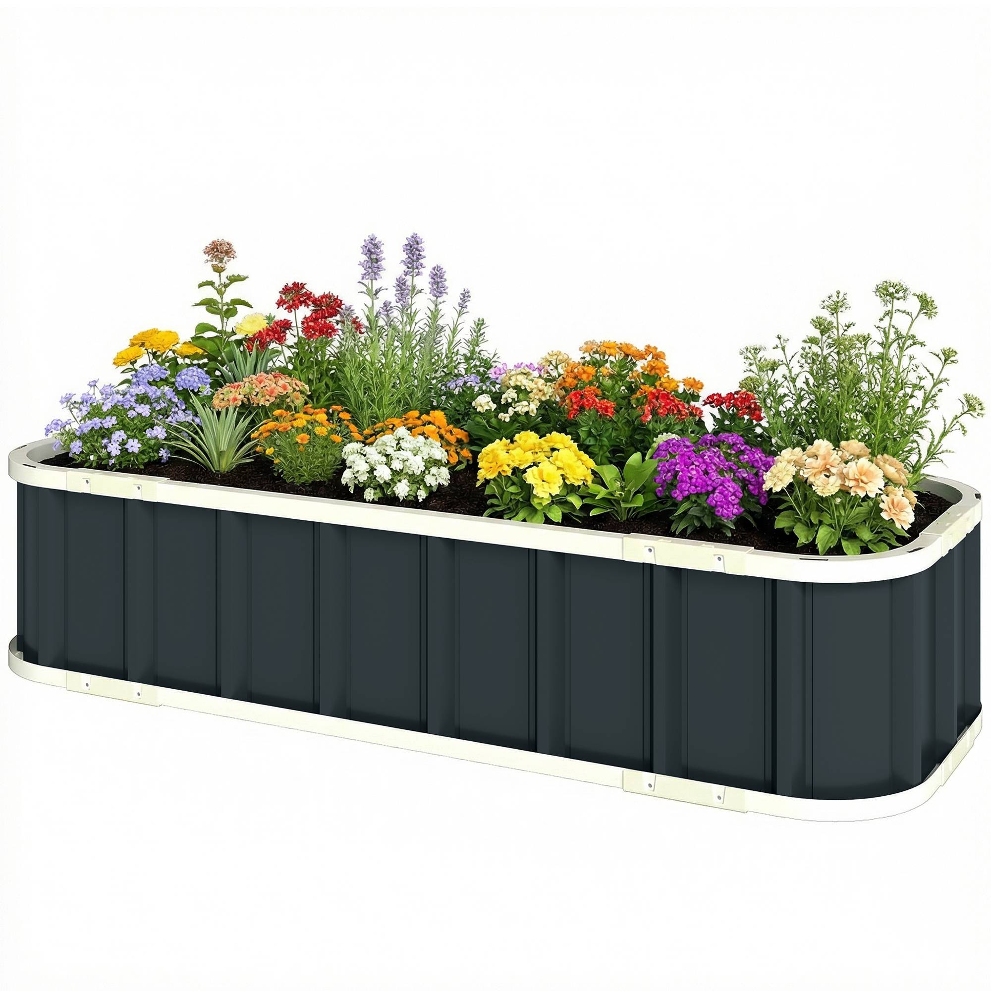 ComfortXL - Carré potager acier galvanisé jardin extérieur fond ouvert montage rapide 136x31 cm gris - ComfortXL Outdoor Living - Image 2