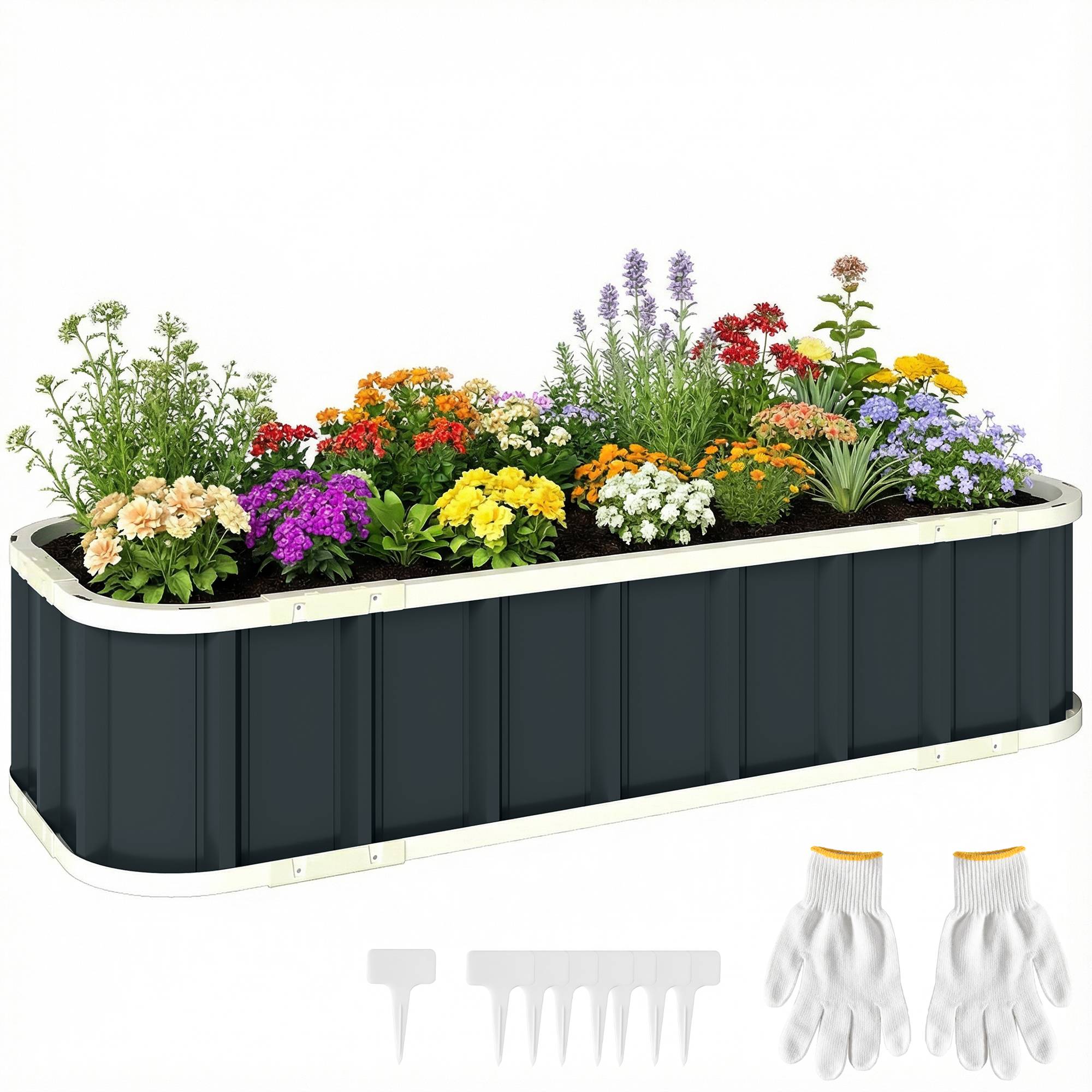 ComfortXL - Carré potager acier galvanisé jardin extérieur fond ouvert montage rapide 136x31 cm gris - ComfortXL Outdoor Living - Image 1