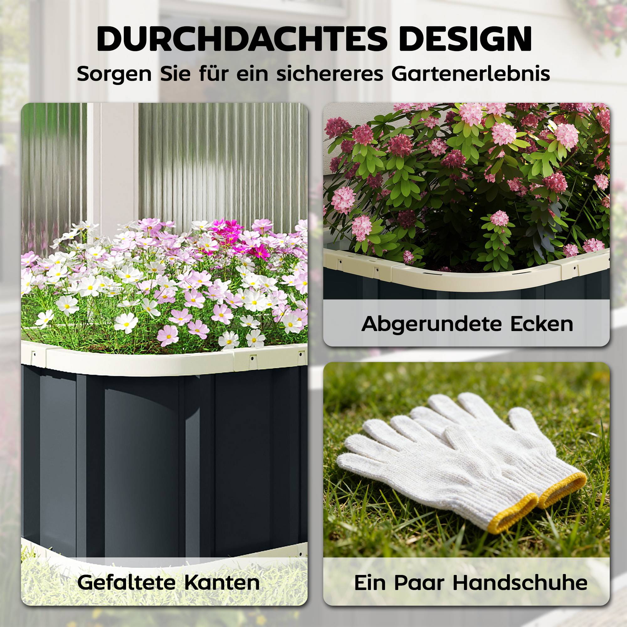 ComfortXL - Carré potager acier galvanisé jardin extérieur fond ouvert montage rapide 136x31 cm gris - ComfortXL Outdoor Living - Image 6