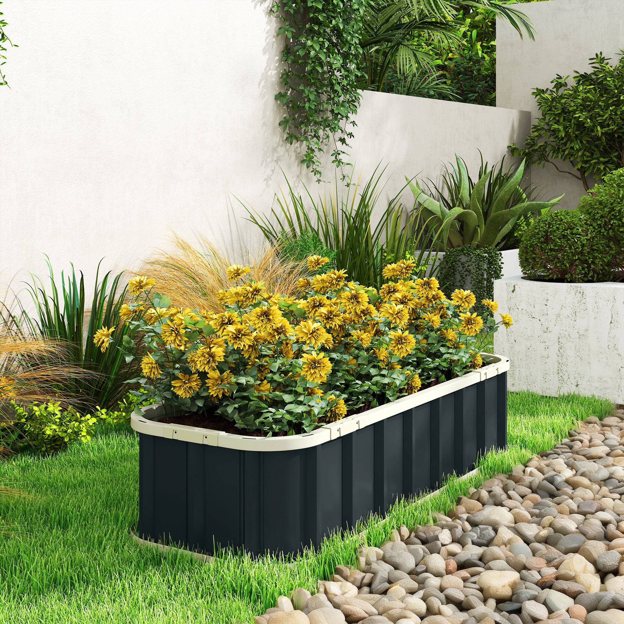 ComfortXL - Carré potager acier galvanisé jardin extérieur fond ouvert montage rapide 136x31 cm gris - ComfortXL Outdoor Living - Image 4