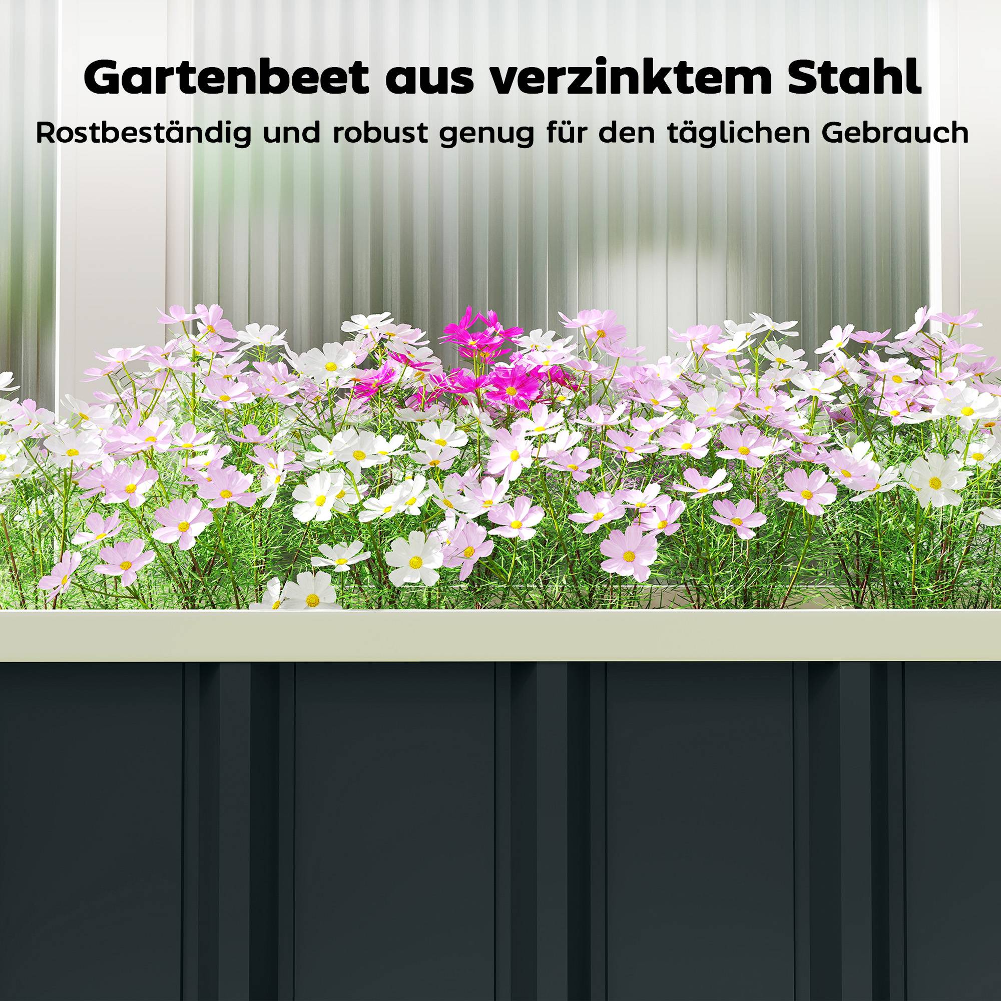 ComfortXL - Carré potager acier galvanisé jardin extérieur fond ouvert montage rapide 136x31 cm gris - ComfortXL Outdoor Living - Image 8