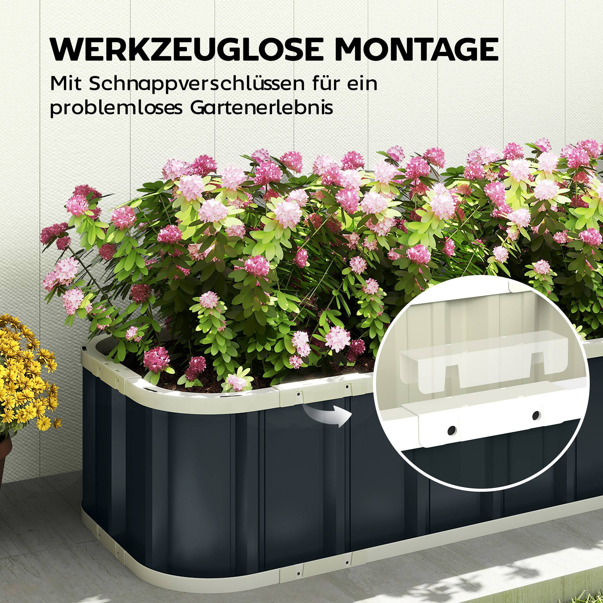 ComfortXL - Carré potager acier galvanisé jardin extérieur fond ouvert montage rapide 136x31 cm gris - ComfortXL Outdoor Living - Image 7