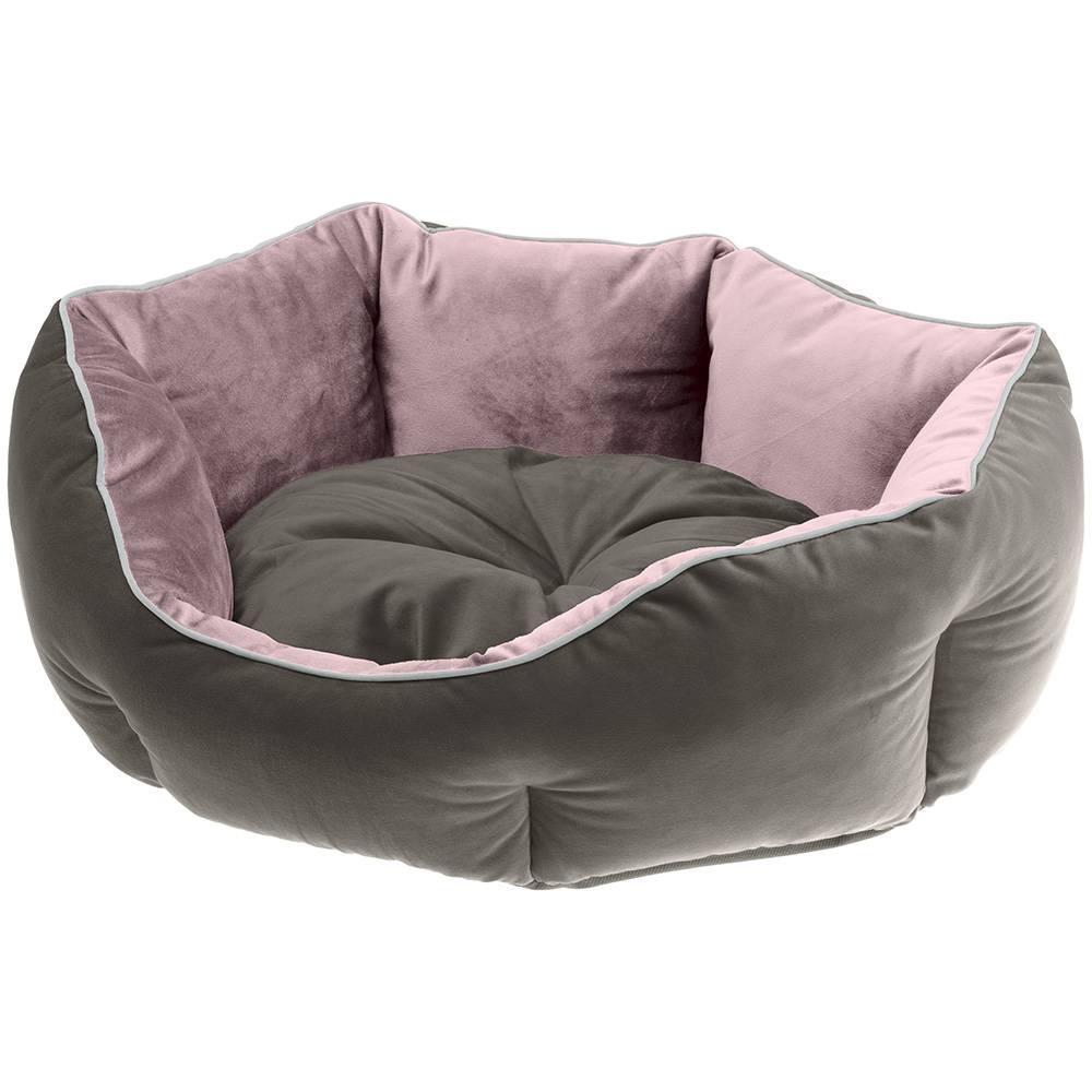 Ferplast - Ferplast Divan pour chats et chiens QUEEN 60 con coussin, couchage rembourré pour animaux, double-face, velours doux, lavable, 60x46x20, rose - Imagen 4